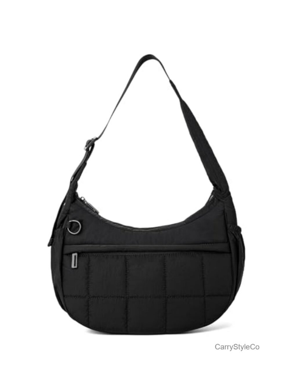 Quilted Puffer Crescent Crossbody Bag Lightweight Waterproof Nylon